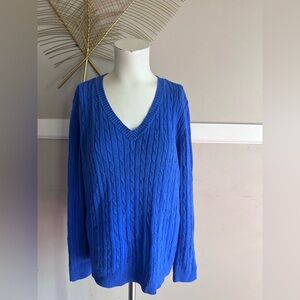 Croft & Barrow Royal Blue V-Neck Sweater Size Large